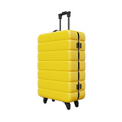 黄色的电车手提箱孤立的白色背景旅行对象和旅游热概念插图呈现