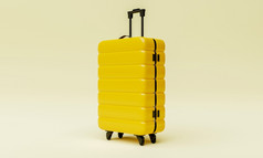 黄色的电车手提箱孤立的背景旅行对象和旅游热概念插图呈现