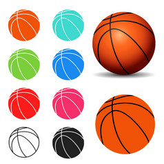 集篮球球孤立的白色背景现实的图标标志向量插图篮球
