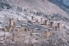 冬天乔治亚州斯瓦涅季Mestia雪