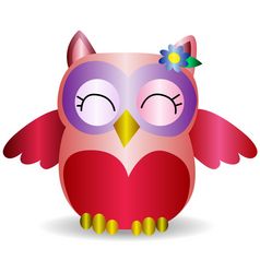 不错的粉红色的微笑猫头鹰与淡紫色花的耳朵模式与体积效果不错的粉红色的微笑猫头鹰与淡紫色花的耳朵