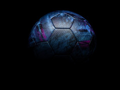 装饰黑色的变形足球足球球突出显示黑色的强调的紫色的五角模式与复制空间下面