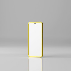 智能手机模型与空白白色屏幕白色背景呈现智能手机模型与空白白色屏幕白色背景渲染