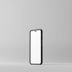 智能手机模型与空白白色屏幕白色背景呈现智能手机模型与空白白色屏幕白色背景渲染