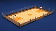 街篮球法院体育运动团队概念渲染