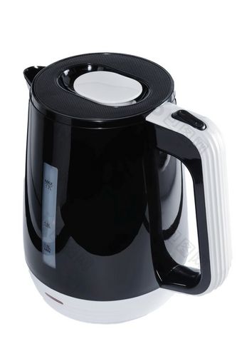 黑色的和白色颜色塑料孤立的无线电水壶白色背景黑色的palstic水壶白色背景