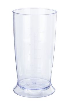 透明的附件杯为塑料孤立的电手搅拌机的白色背景透明的附件杯为手搅拌机的白色背景