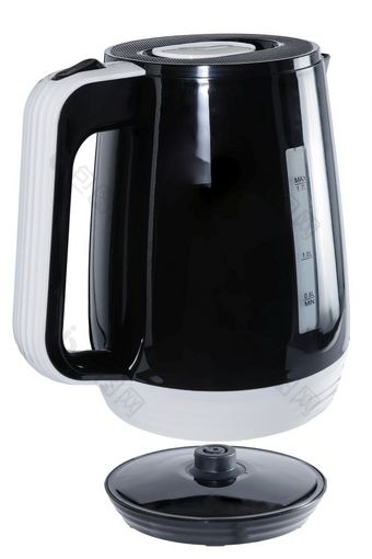黑色的和白色颜色塑料孤立的无线电水壶白色背景黑色的palstic水壶白色背景