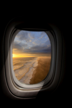 视图从的窗口的飞机的景观冰岛