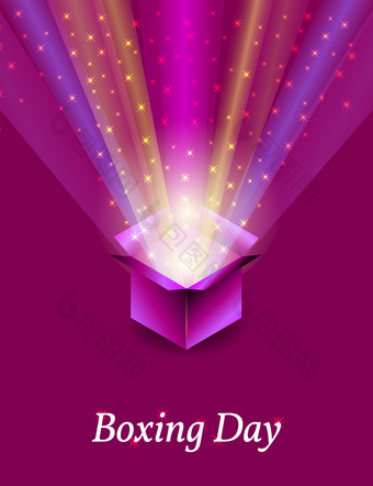 拳击一天概念的假期的和的英国英联邦12月礼物开放礼物盒子从哪一个拉射线和星星拳击一天概念的假期的12月礼物开放礼物盒子从哪一个拉射线和星星