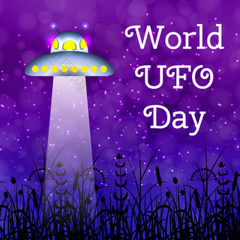 世界<strong>UFO</strong>一天飞行飞碟在的草地照梁单色向量插图世界<strong>UFO</strong>一天飞行飞碟在的草地照梁