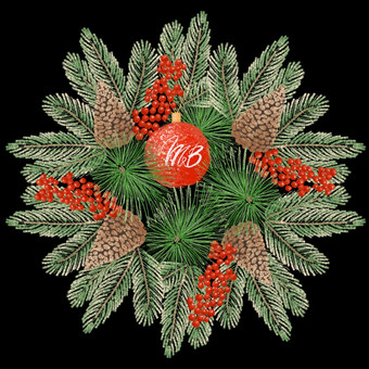 设计元素准备好了为卡片贴纸打印海报圣诞节树加兰设计与视锥细胞和冬青植物浆果