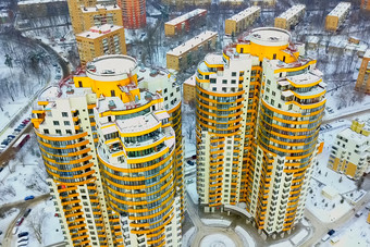莫斯科新建筑多层公寓建筑视图从以上莫斯科新建筑多层公寓建筑视图从以上