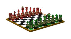 集国际象棋数据的棋盘准备好了为玩渲染