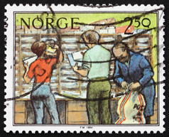 挪威约邮票印刷的挪威显示排序信邮政服务约