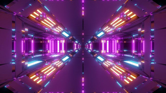 未来主义的高反光科幻空间隧道走廊插图壁纸背景发光的灯未来建筑呈现体系结构设计未来主义的高反光科幻空间隧道走廊插图壁纸背景发光的灯