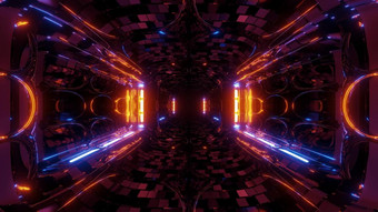 未来主义的幻想科幻隧道走廊与电反射插图壁纸背景未来外星人科幻建筑呈现艺术设计未来主义的幻想科幻隧道走廊与电反射插图壁纸背景