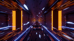 发光的广场阈值高科技通道呃插图背景抛光墙未来主义的隧道呃插图背景