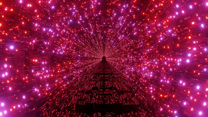 红色的和粉红色的霓虹灯空间星系粒子与光射线和很酷的反射插图背景壁纸艺术作品发光的红色的霓虹灯和粉红色的霓虹灯灯粒子光射线摘要红色的隧道美丽的很酷的插图背景壁纸