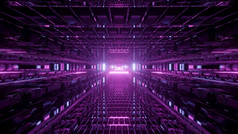 对称的插图有创意的摘要未来主义的隧道照亮与充满活力的紫色的灯插图生动的紫色的隧道