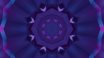 插图摘要视觉背景未来主义的网络空间通道与八角形的维设计和紫色的霓虹灯照明发光的科学小说几何设计插图