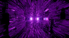 摘要插图超现实主义的未来主义的隧道与扭曲的墙紫罗兰色的颜色插图隧道与扭曲的墙