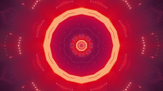明亮的插图摘要视觉背景与对称的圆形行和点形成轮形状的隧道的角度来看与红色的照明摘要背景与发光的圈插图