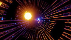 插图呃摘要背景sci隧道与行和几何形状发光的与霓虹灯灯插图呃照亮未来主义的隧道