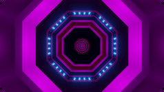 呃插图八角形状的紫色的隧道照亮与蓝色的霓虹灯灯未来主义的紫色的隧道呃插图