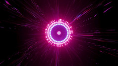 呃插图霓虹灯轮点缀与生动的粉红色的射线发光的黑暗霓虹灯圆与粉红色的梁呃插图