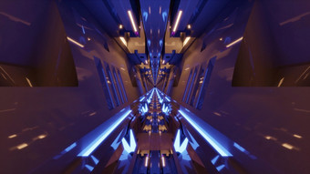 插图分形模式创建几何形状和霓虹灯灯呃未来主义的隧道插图摘要呃几何模式与有创意的照明