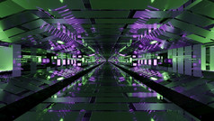 插图呃摘要背景绿色和紫色的走廊与几何形状发光的与霓虹灯灯摘要插图呃没完没了的隧道
