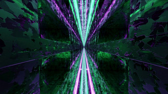 插图视觉未来主义的背景与紫色的和绿色霓虹灯行形成长呃走廊插图与直没完没了的呃黑暗隧道