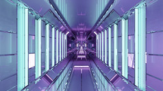 插图呃对称的sci走廊照亮蓝色的和紫色的灯反光插图呃走廊与紫色的灯