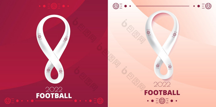 卡塔尔足球竞争一年向量摘要红色的梯度背景轮廓足球球和球员横幅卡塔尔足球竞争一年向量摘要红色的梯度背景轮廓足球球