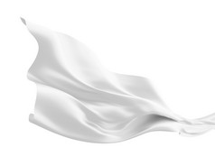 白色织物飞行的风孤立的白色背景渲染