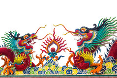 龙雕像在的中国人新一年白色背景