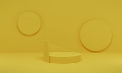 呈现黄色的油缸平台最小的背景摘要几何形状讲台上为显示产品演讲