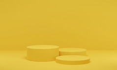 呈现黄色的油缸平台最小的背景摘要几何形状讲台上为显示产品演讲