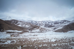 景观雪封顶山的高阿特拉斯范围摩洛哥