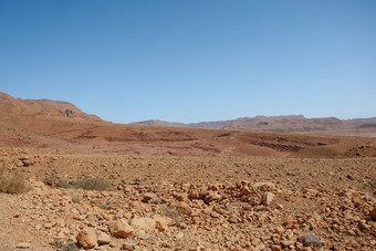干旱土地沙漠干旱景观对清晰的蓝色的天空