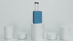 行李行李手提箱设计模板模型最小的风格房间孤立的背景渲染为旅行广告