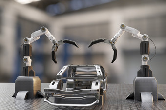 车生产处理服务工厂机器人科技机器人控制手臂手机器人<strong>人工</strong>为车技术车库经销商与科技手Cyborg工程汽车呈现