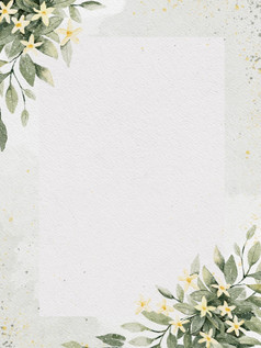 水彩植物卡与可爱的野生花和叶子春天夏天花点缀为海报邀请插图装饰为问候卡设计背景横幅数字手油漆