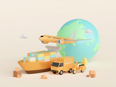 全球物流交付和货物运输插图