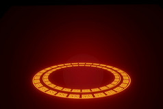 黄金圆发光的霓虹灯框架为快乐中国人新一年背景呈现