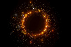 摘要黄金闪闪发光的火花粒子圆空间呈现摘要黄金闪闪发光的火花粒子圆空间呈现