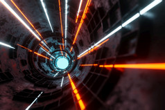 技术发光的等离子体引擎管隧道外星人宇宙飞船背景呈现
