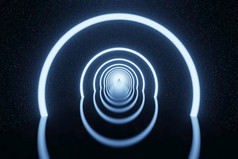 摘要未来主义的发光的圈霓虹灯光隧道明星空间背景呈现