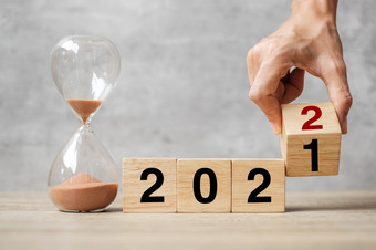 手翻转块文本与沙漏表格决议时间计划目标动机重新启动倒计时和新一年假期概念